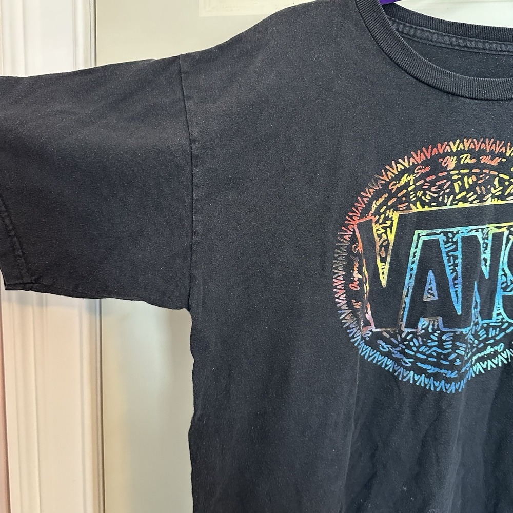VTG Vans RARE RAINBOW Graphic Tshirt Black Skate Streetwear SZ S/M - Picture 4 of 9